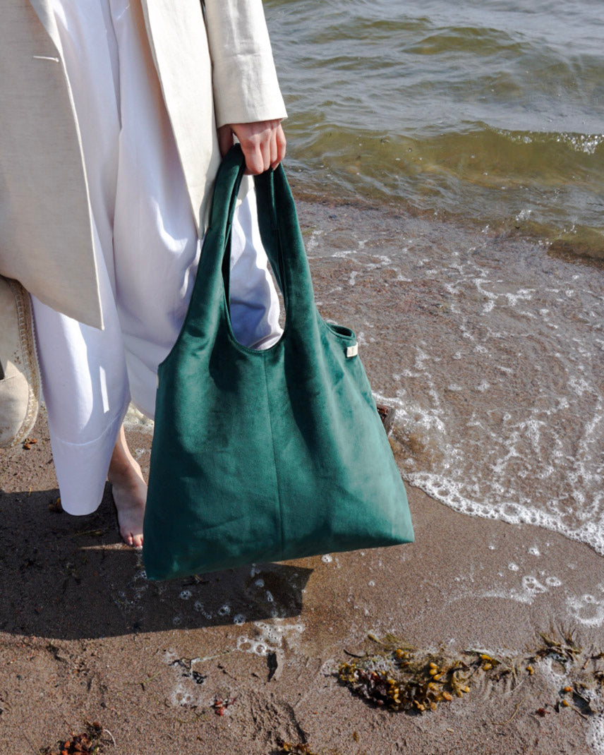 Rihma tote bag green velvet