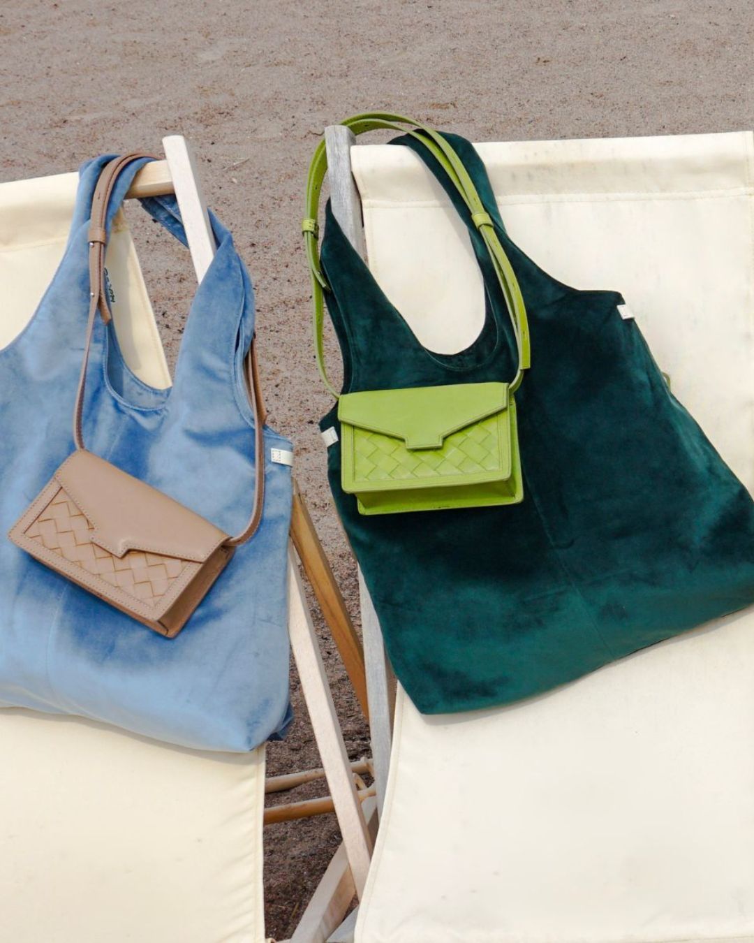 Rihma tote bag green velvet