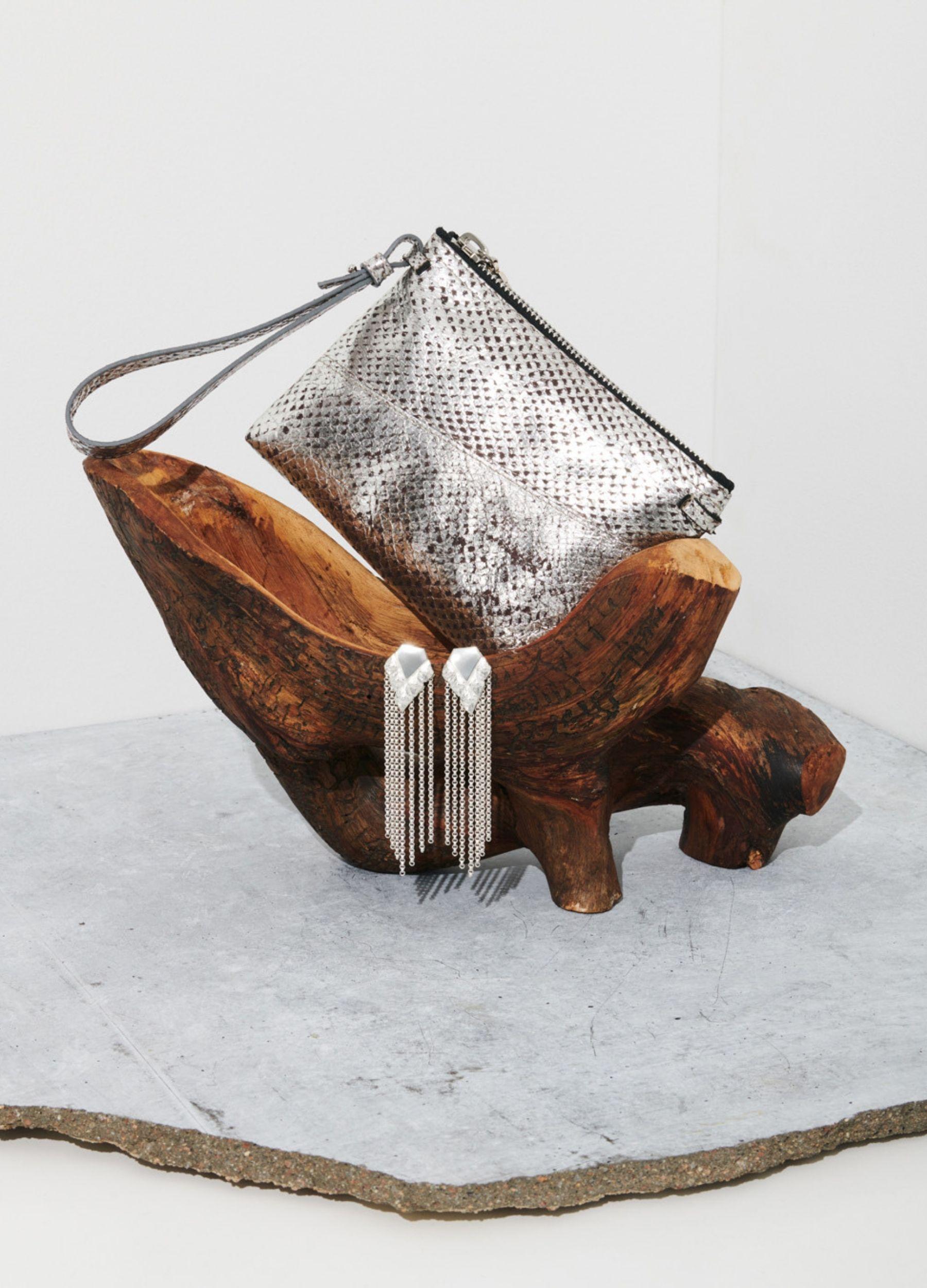 Laine small bag silver salmon leather