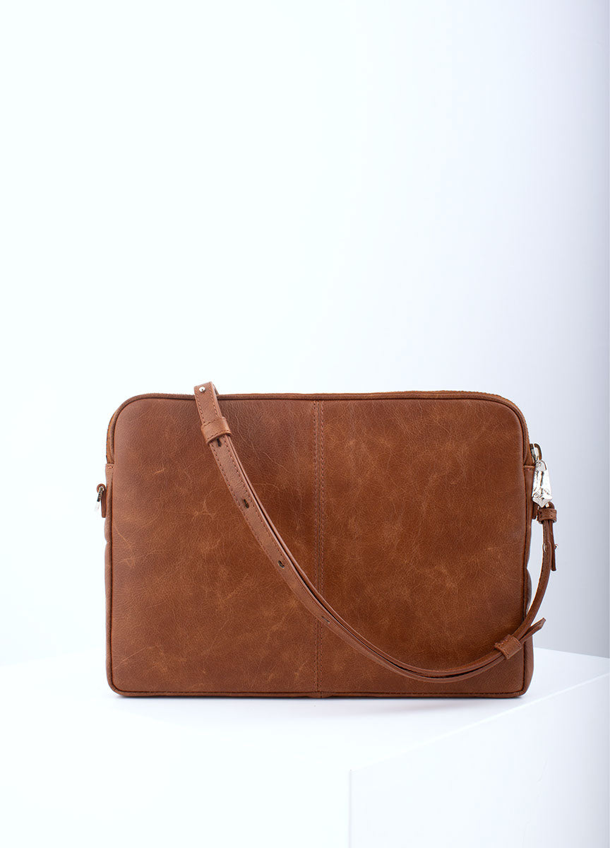 Rove leather laptop case antique brown