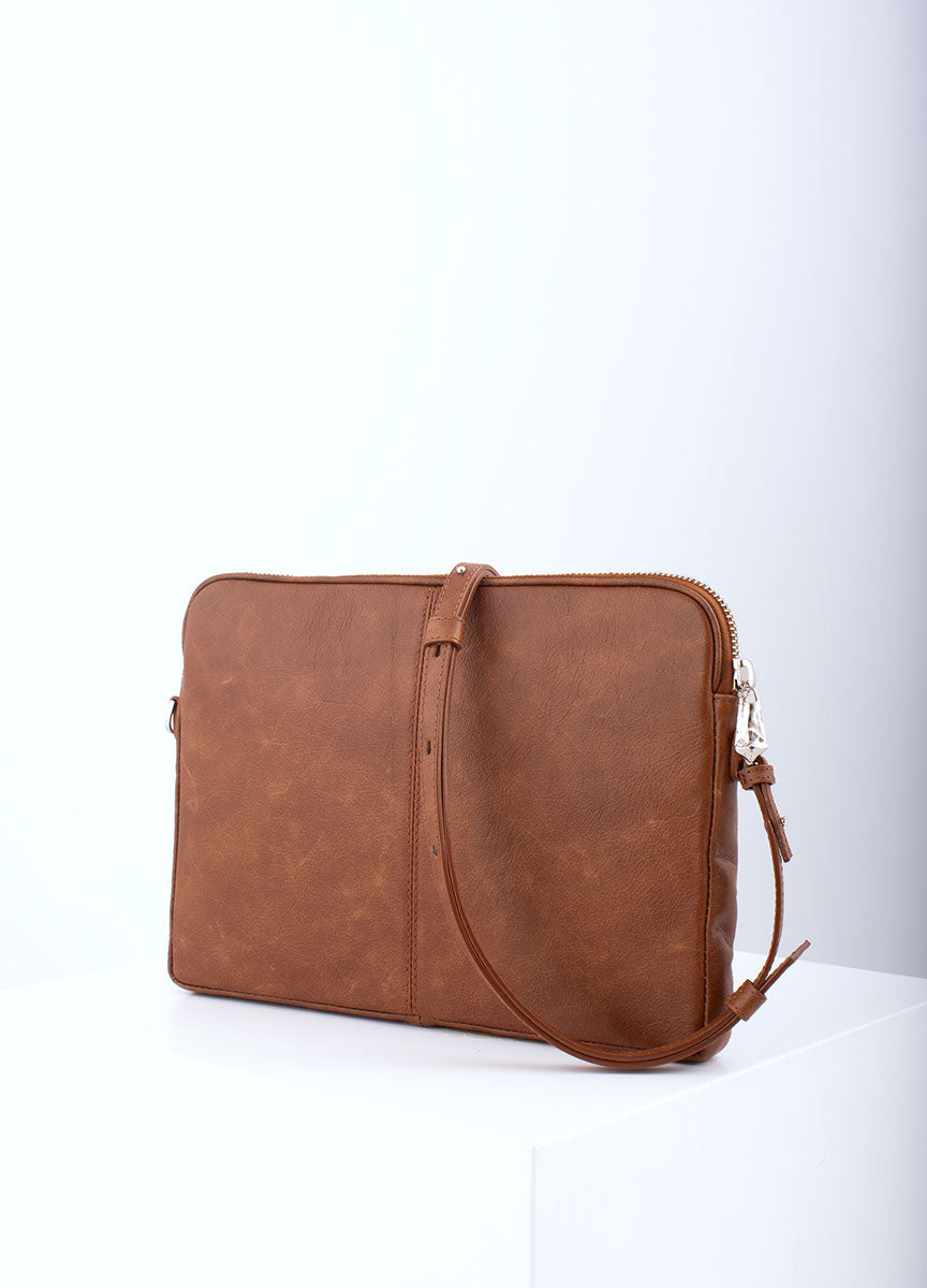 Rove leather laptop case antique brown
