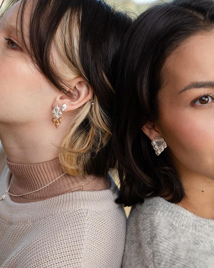 Pihka earrings small  silver and rose gold (sample)