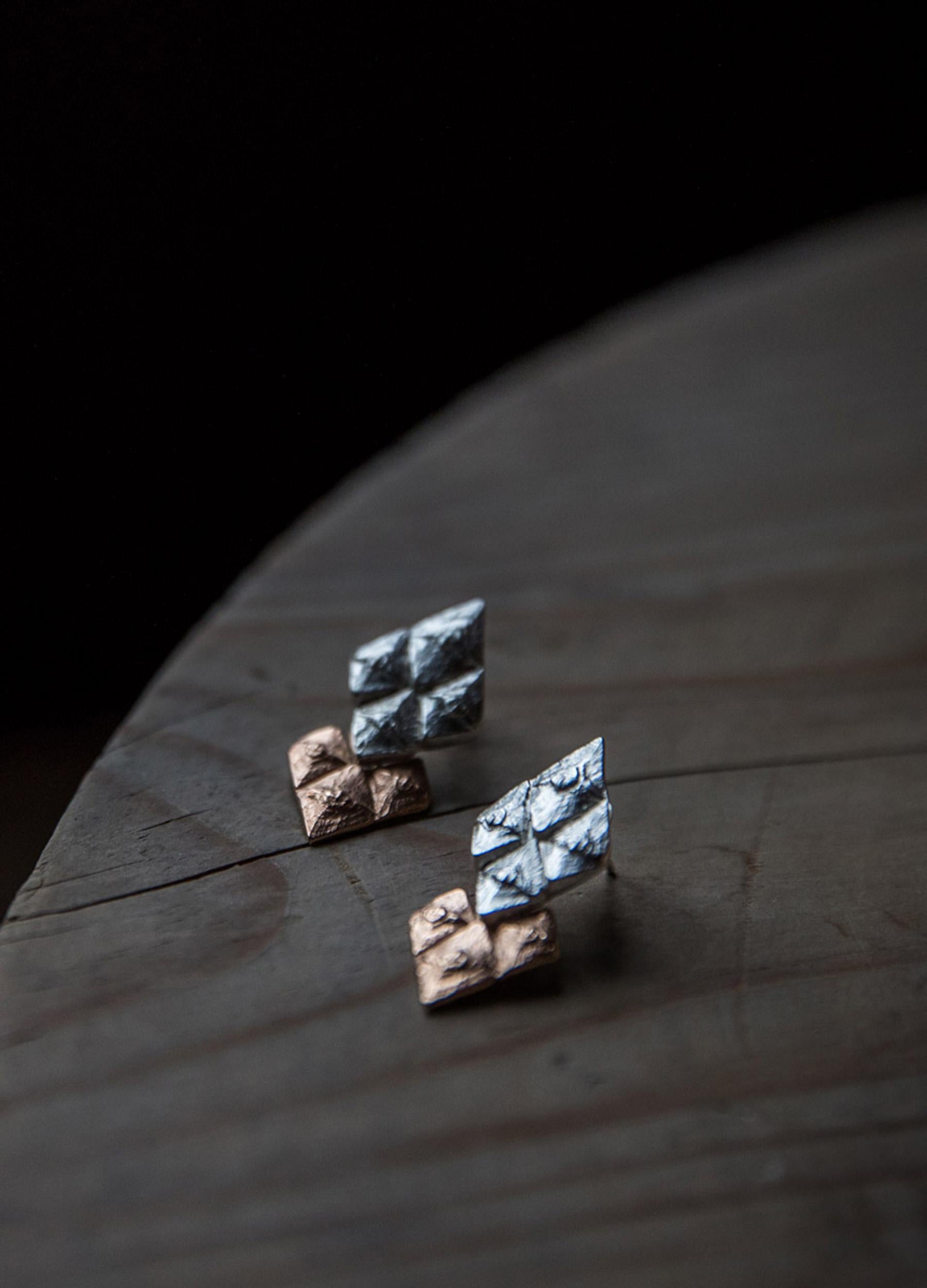 Pihka earrings small  silver and rose gold (sample)