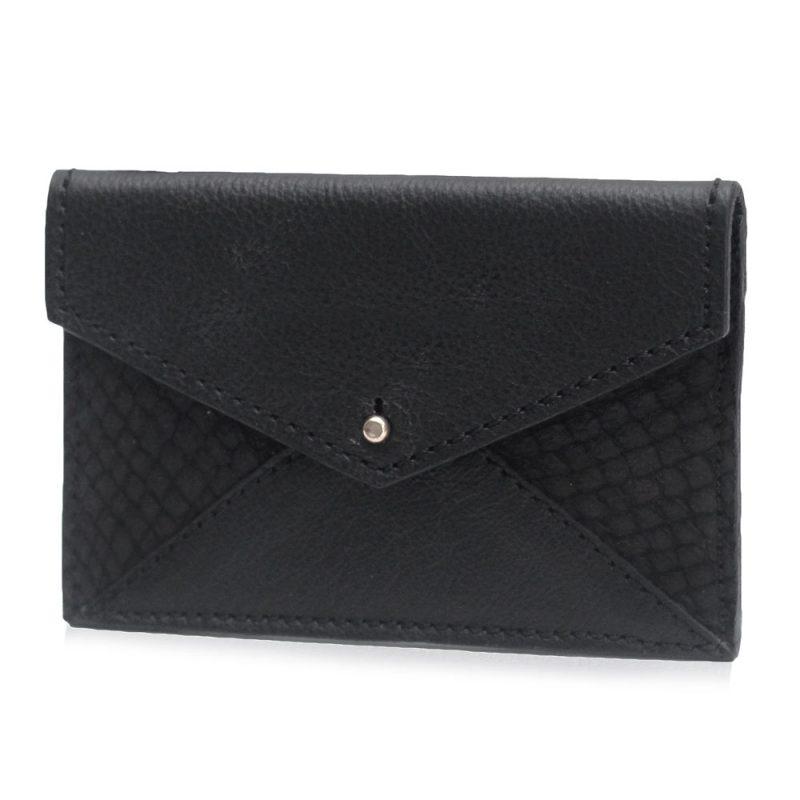 sustainable cardholder wallet with salmon skin panels black