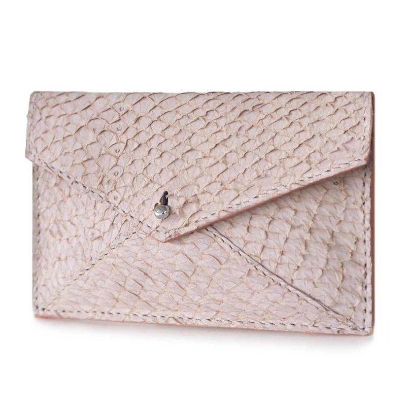 sustainable salmon leather card holder